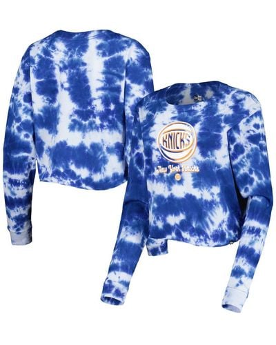 KTZ New York Knicks Tie Dye Cropped Long Sleeve T-shirt - Blue