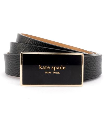 Kate Spade 20mm Enamel Plaque Buckle Belt - Black