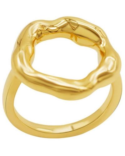 Adornia Tarnish Resistant 14k -plated Open Circle Hammered Ring - Metallic