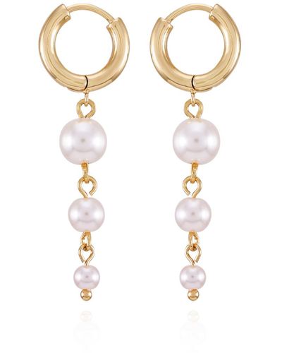Tahari Tone Imitation Pearl Drop Dangle Earrings - White