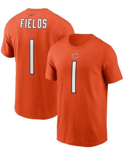 Nike Justin Fields Chicago Bears 2021 Nfl Draft First Round Pick Player Name And Number T-shirt - Orange