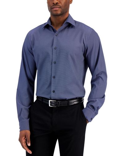 Alfani Slim-fit 4-way Stretch Dashes Geo Print Dress Shirt - Blue