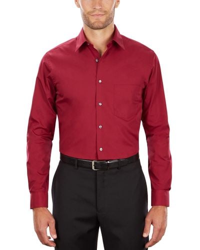 Van Heusen Classic-fit Point Collar Poplin Dress Shirt - Red