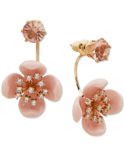 Lonna & Lilly Gold-tone Crystal Color Flower Front-to-back Earrings - Pink