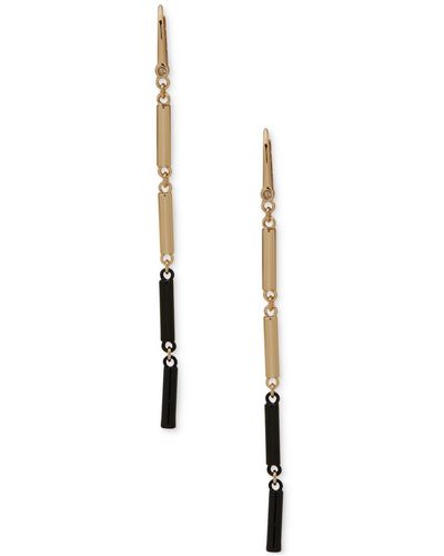DKNY Gold-tone & Black Tubular Bar Linear Drop Earrings - White