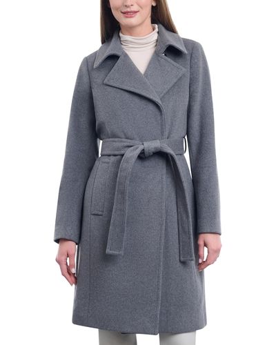 Michael Kors Belted Notched-collar Wrap Coat - Gray