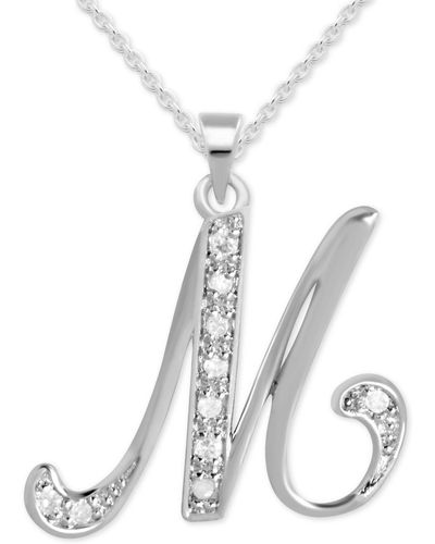 Macy's Diamond M Initial 18" Pendant Necklace (1/10 Ct. T.w. - White