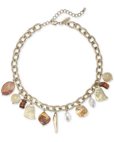 Style & Co. Mixed-metal Beaded Charm Necklace - Metallic