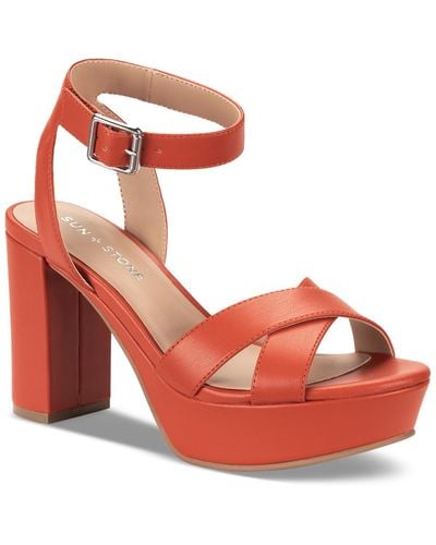 Sun & Stone Sun + Stone Lillah Block Heel Platform Dress Sandals - Red
