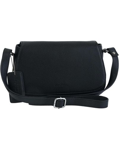 Mancini Pebbled Isabella Leather Crossbody Handbag - Black