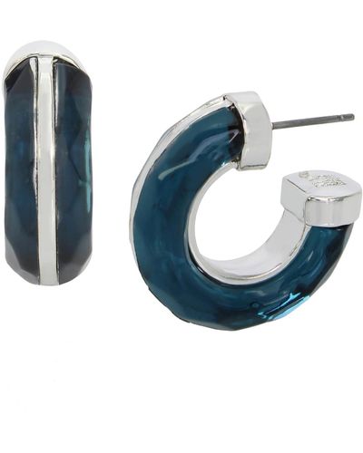 Robert Lee Morris Faux Stone Stone Hoop Earrings - Blue
