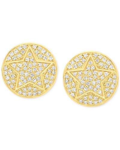 Macy's Diamond Cluster Star Disc Stud Earrings (3/4 Ct. T.w. - Yellow