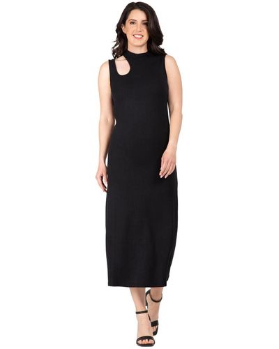 Standards & Practices Elegant Cut-out Knit Jersey Tank Dress - Black