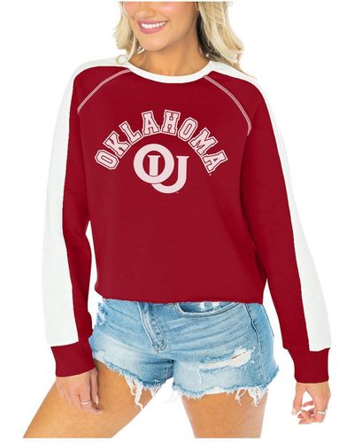 Gameday Couture Oklahoma Sooners Blindside Raglan Cropped Pullover Sweatshirt - Red