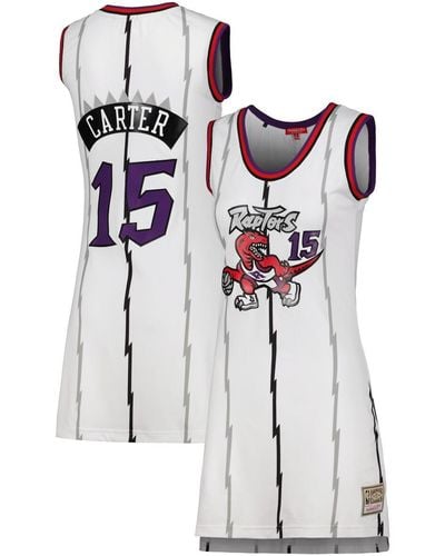 Mitchell & Ness Vince Carter Toronto Raptors 1998 Hardwood Classics Name And Number Player Jersey Dress - White