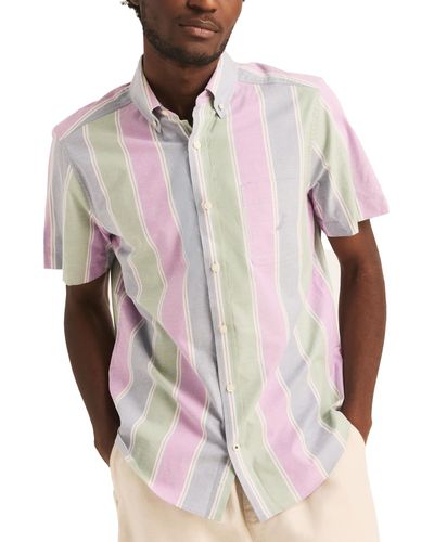 Nautica Classic-fit Striped Short-sleeve Oxford Shirt - Multicolor