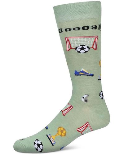 Memoi Soccer Novelty Crew Socks - Green