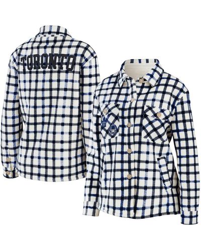 WEAR by Erin Andrews Toronto Maple Leafs Plaid Button-up Shirt Jacket - Blue
