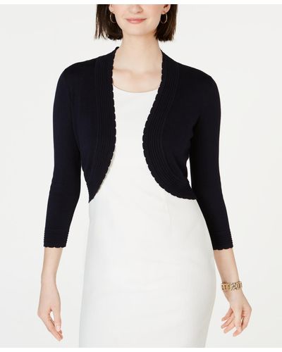Jessica Howard Open-front Cropped Cardigan - Blue