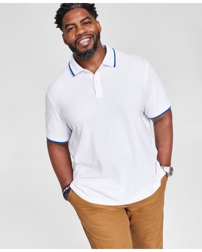 Club Room Regular-fit Tipped Performance Polo Shirt - White