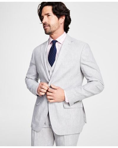 Tommy Hilfiger Modern-fit Flex Stretch Linen Suit Jacket - Gray