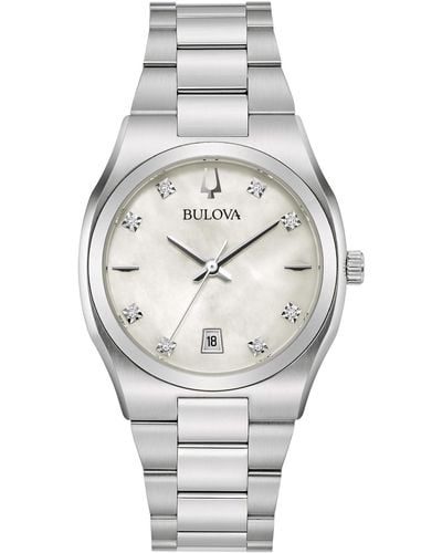 Bulova Surveyor Diamond-accent Stainless Steel Bracelet Watch 34mm - Metallic