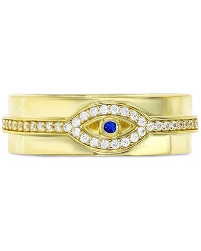 Macy's Cubic Zirconia & Lab Grown Blue Spinel Accent Evil Eye Band - Yellow