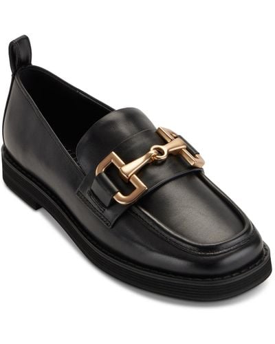 DKNY Kylan Slip-on Hardware Loafer Flats - Black