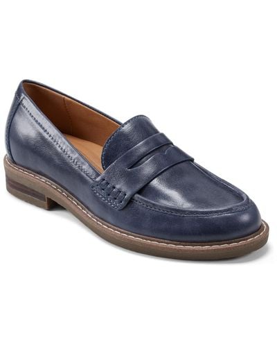 Earth Javas Round Toe Casual Slip-on Penny Loafers - Blue