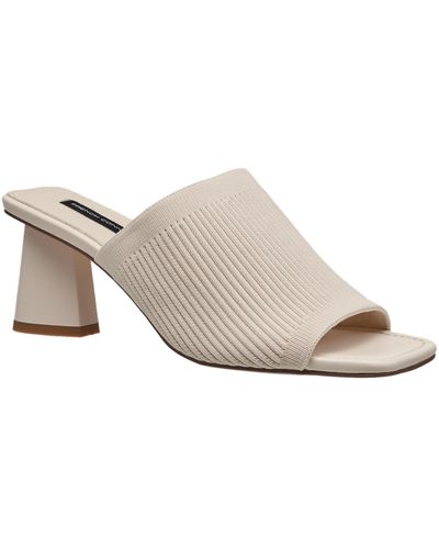 French Connection Knit Styles Slip On Block Heel Sandal - White