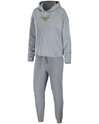 WEAR by Erin Andrews Nashville Predators Logo Pullover Hoodie And Pants Sleep Set - Gray