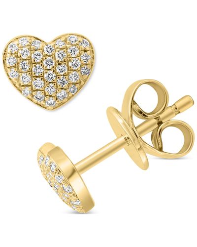 Effy Effy Diamond Pave Heart Stud Earrings (1/5 Ct. T.w. - Metallic