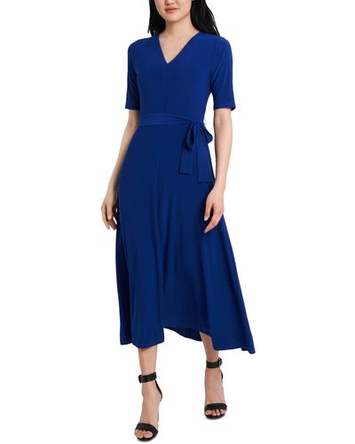 Msk V-neck Midi Dress - Blue