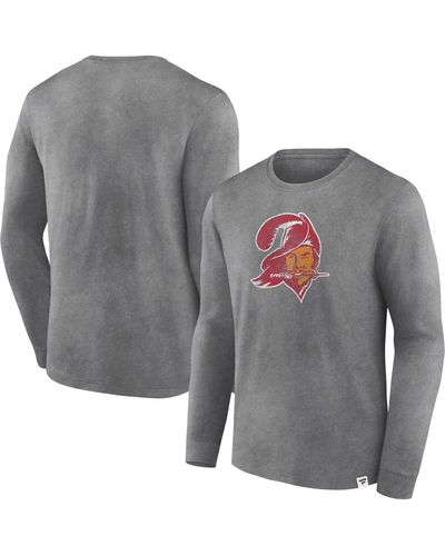 Fanatics Distressed Tampa Bay Buccaneers Washed Primary Long Sleeve T-shirt - Gray