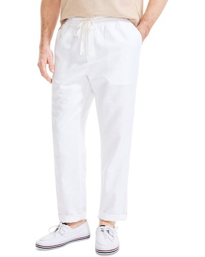 Nautica Classic-fit Elastic Drawstring Linen Pant - White