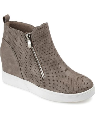 Journee Collection Pennelope Wedge Sneakers - Brown
