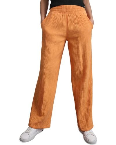 DKNY High-rise Gauze Straight-leg Pants - Orange