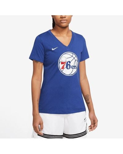 Nike Philadelphia 76ers 2022/23 City Edition Essential V-neck T-shirt - Blue