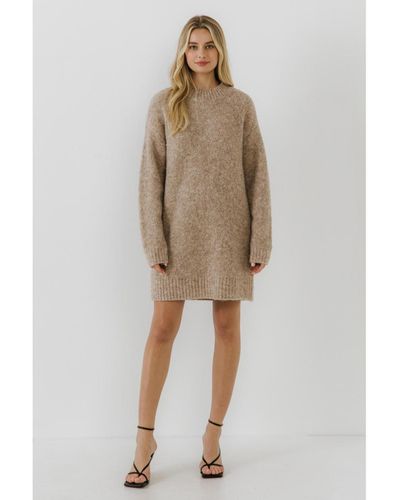 English Factory Long-sleeved Sweater Dress - Natural