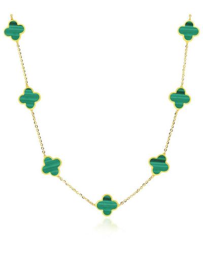 The Lovery Small Malachite Clover Necklace - Metallic