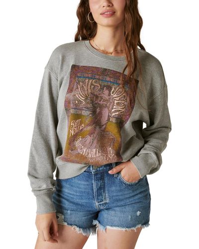 Lucky Brand Janis Joplin Poster Cotton Sweatshirt - Gray