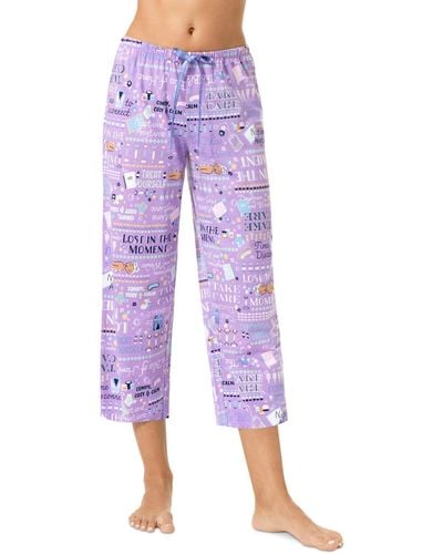 Hue Mantras Printed Capri Pajama Pants - Purple