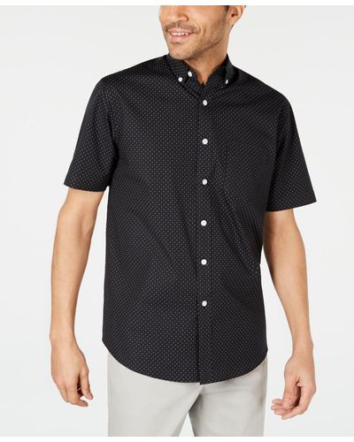 Club Room Micro Dot Print Stretch Cotton Shirt - Black