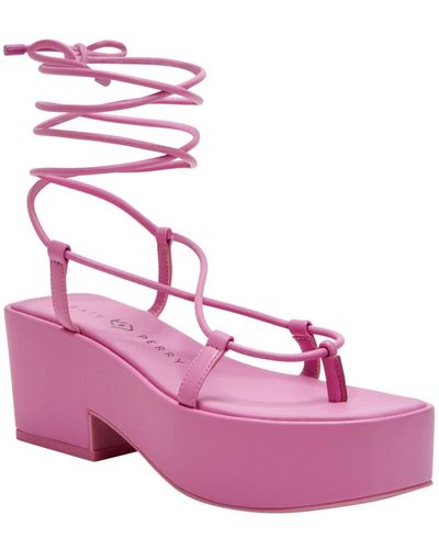 Katy Perry The Busy Bee Lace Up Wedge Sandals - Pink