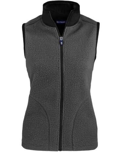 Cutter & Buck Plus Size Cascade Eco Sherpa Fleece Vest - Black