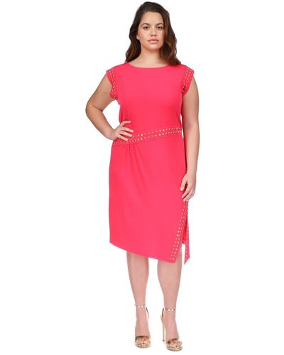 Michael Kors Michael Plus Size Astor Stud-trim Sleeveless Dress - Pink