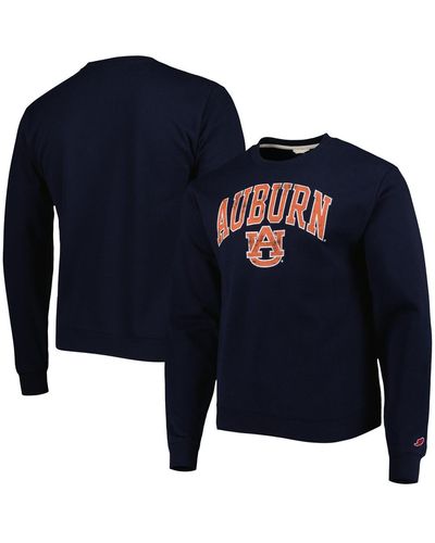 League Collegiate Wear Distressed Auburn Tigers 1965 Arch Essential Lightweight Pullover Sweatshirt - Blue