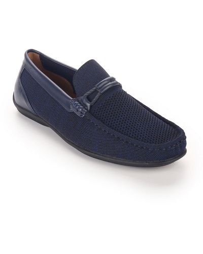 Aston Marc Knit Lace-strap Driving Loafer - Blue