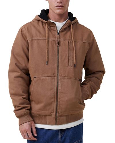Cotton On Hooded Carpenter Jacket - Brown