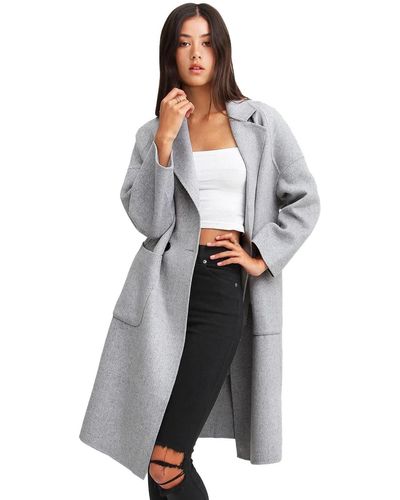 Belle & Bloom Publisher Double Breasted Wool Blend Coat - White